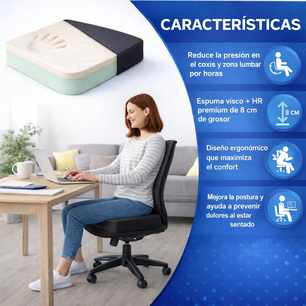 Dear Friend | 2 Cojínes Antiescaras Viscoelástico para Silla de Ruedas 40x39x8 cm con Funda Impermeable y Antideslizante – Cojín antiescaras postural para Mayores Fabricado en España