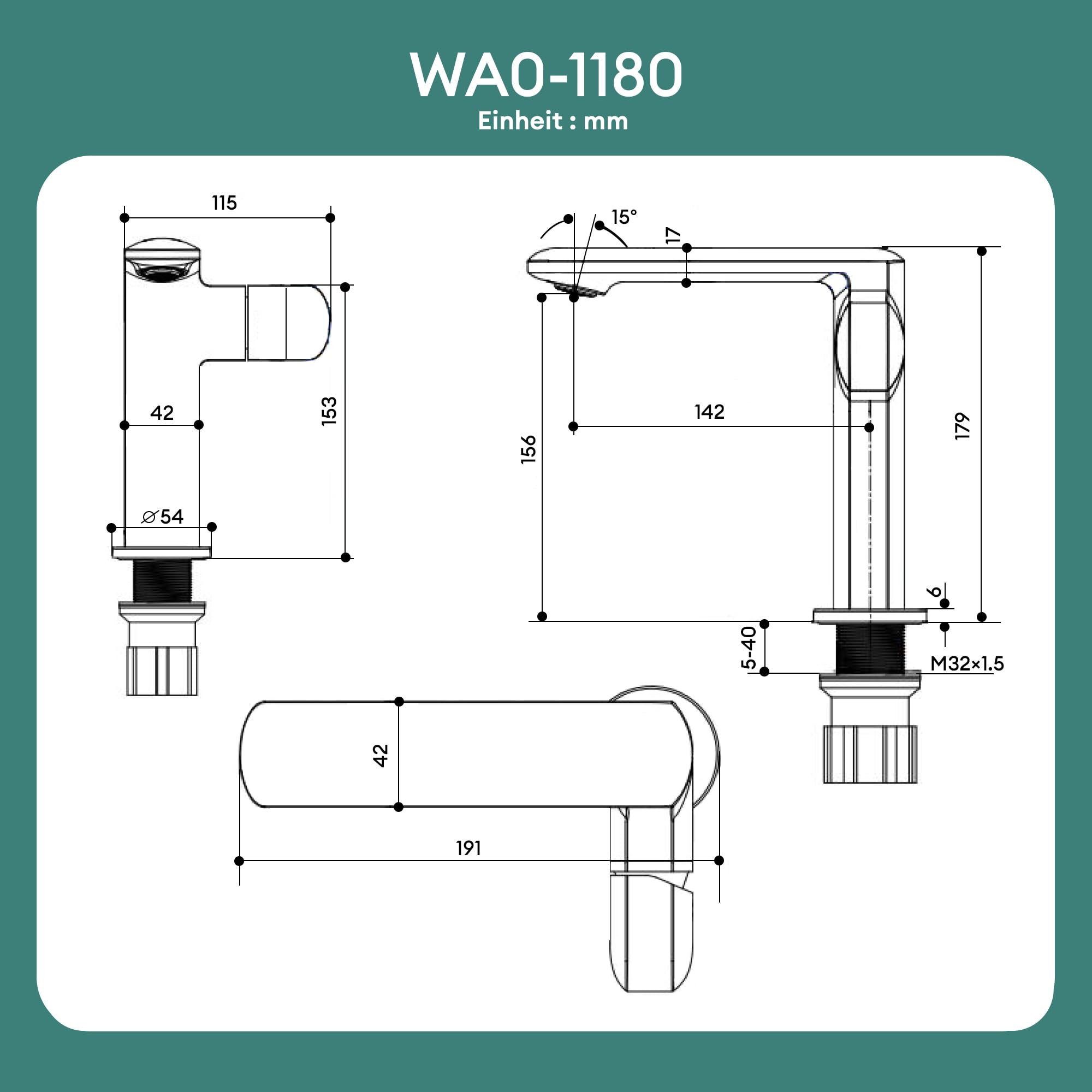 Mai & Mai Grifo de Lavabo – Cobre H59 Cromado, Monomando, Cartucho Cerámico y Aireador Desmontable, WAO-1180