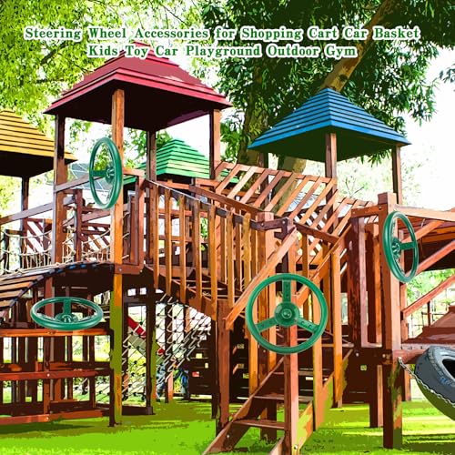 Haconba 10 Inch Plastic Steering Wheel Playset Plastic Pirate Ships Wheel with Clip Steering Wheel Accessories for Shopping Cart Car Basket Kids Toy Car Playground Outdoor Gym - Thumbnail 6