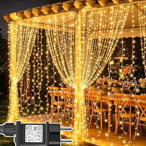 Joycome Lichtervorhang 6m x 3m 600 LED Lichterketten Vorhang mit Stecker