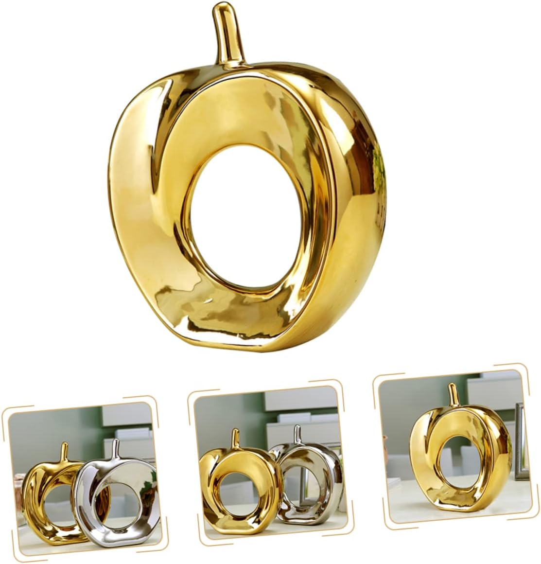 Home Decoration Ceramic Apple Ornament Lifelike Desktop Decor for Lovers Unique Faux Fruit Accent for Office and Living Room