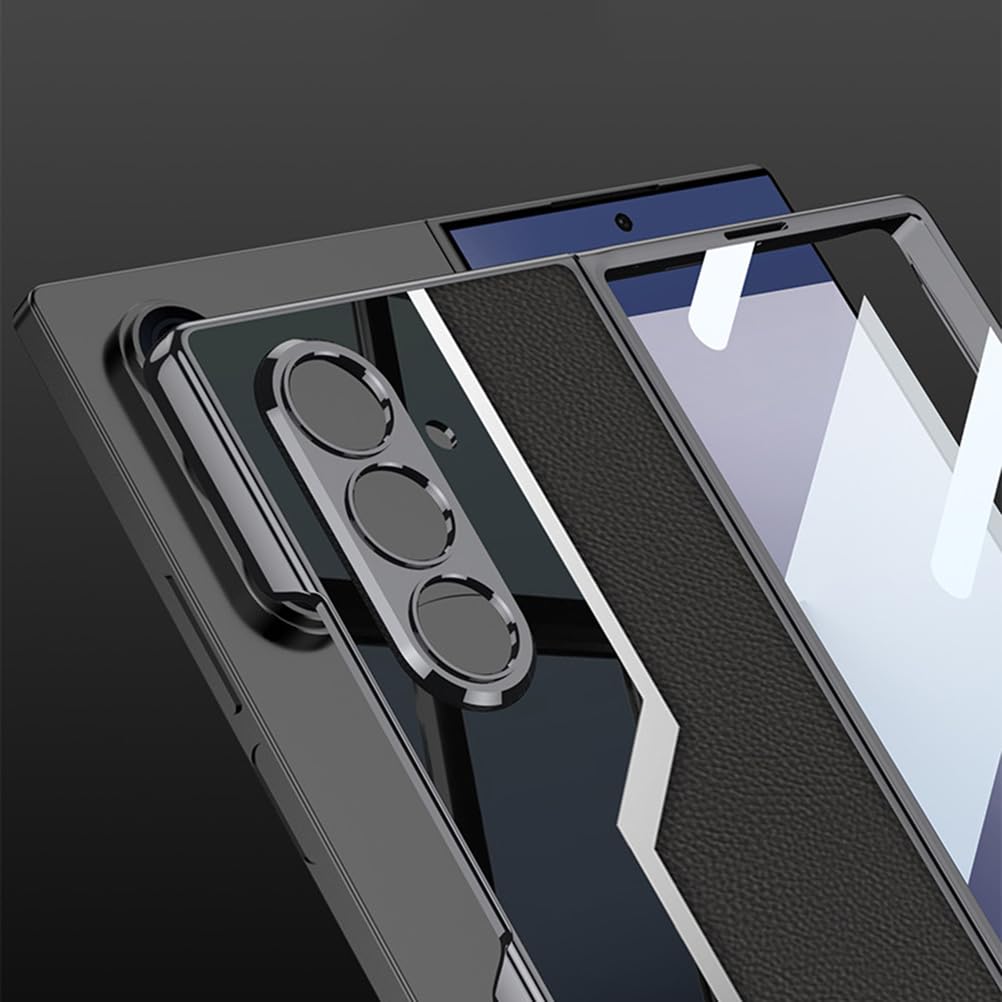 Ultradelgado Fundas per Samsung Z Flod7, Funda para Móvil Y Protector Pantalla Combinados Resistente Golpes Arañazos Antihuellas Funda Teléfono,Negro,Z Fold7