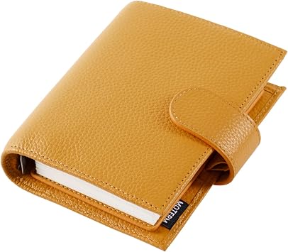 Moterm Pocket Regular Rings Planner - Genuine Leather Binder Organizer Pebble-Mustard, 19mm Ring