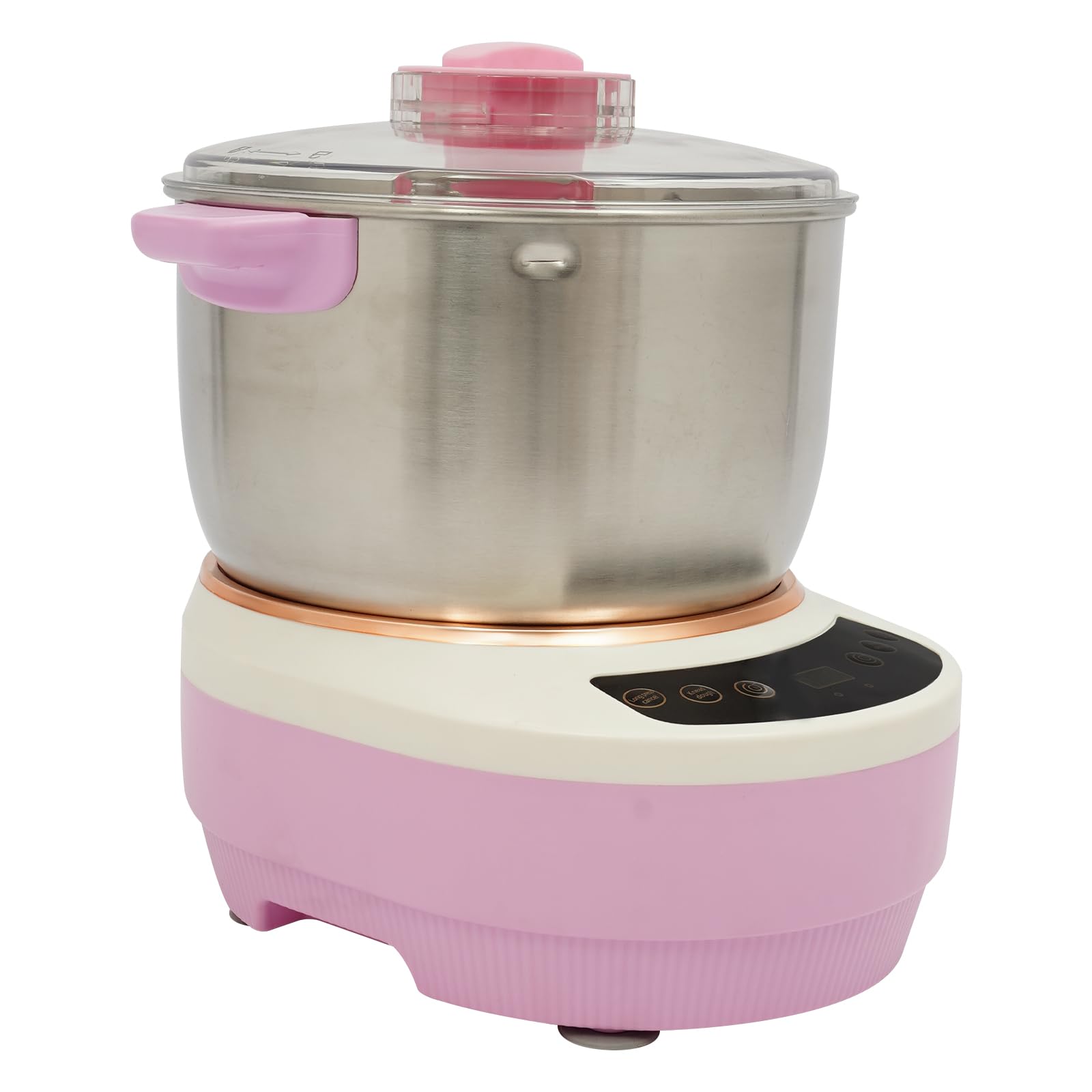 Acero Inoxidable Amasadora Eeléctrica avec Fonction Fermentation | 7 Litros Rosa Maquina de Masa, con Tapa Transparente, Diseño Silencioso, Preparación de Pan y Pasta