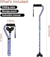 Vista 3 de Floral Canes for Women Folding Cane for Stability with Non-Slip Base, Adjustable Walking Cane for Seniors - Lightweight Collapsible Walking Sticks