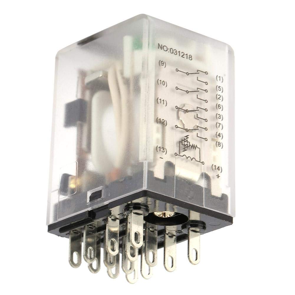 Keenso Przekaźnik pośredni 14 Pin 5A 6VDC / 12VDC / 110VDC Mini Power przekaźnik pośredni przekaźnik elektromagnetyczny BEMM4C do urządzeń automatyzujących, szafek sterowniczych (12VDC)