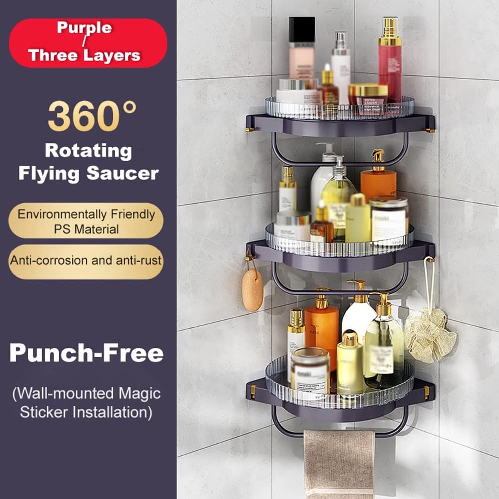 Scaffali per mensole girevoli per mensole girevoli per mensole per doccia, mensole per organizer per bagno, contenitori per cosmetici per shampoo, accessori per il bagno Scaffali per bagno (Color : Pu