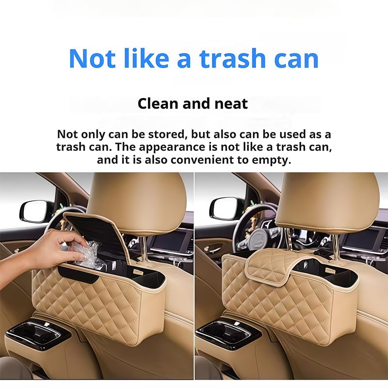 Organizzatore Sospeso Auto per Mahindra Quanto 2013-2016, Scatola Portaoggetti in Pelle per Sedile Posteriore, Tasca Portaoggetti Multifunzionale Abitacolo, 1 Pezzo,Beige