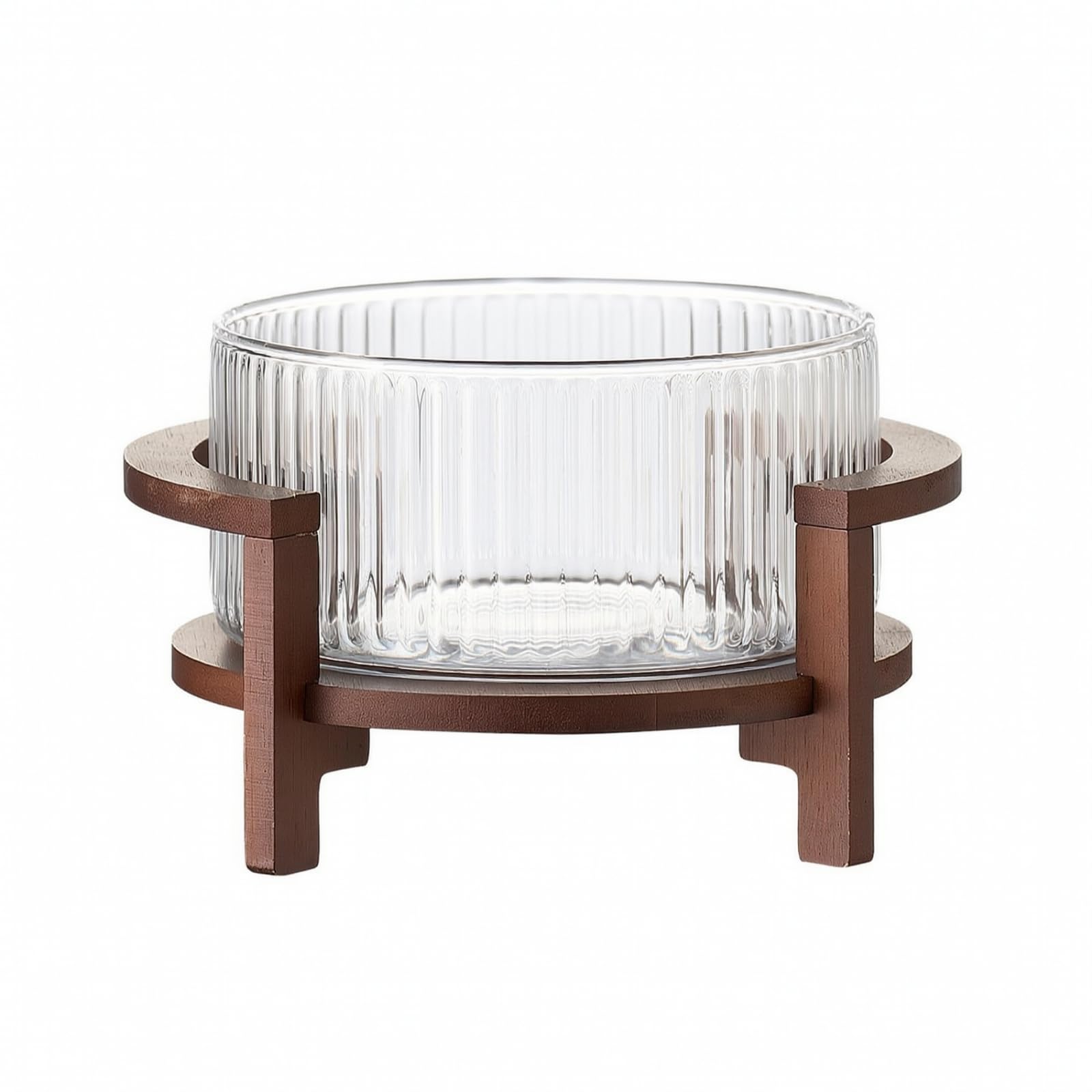 Yajuyi Cuenco con Pedestal Decorativo | Vidrio con Tapa, Moderno, Ensaladera, para Comedor, anfitrionas, S, Rayas Sin Tapa