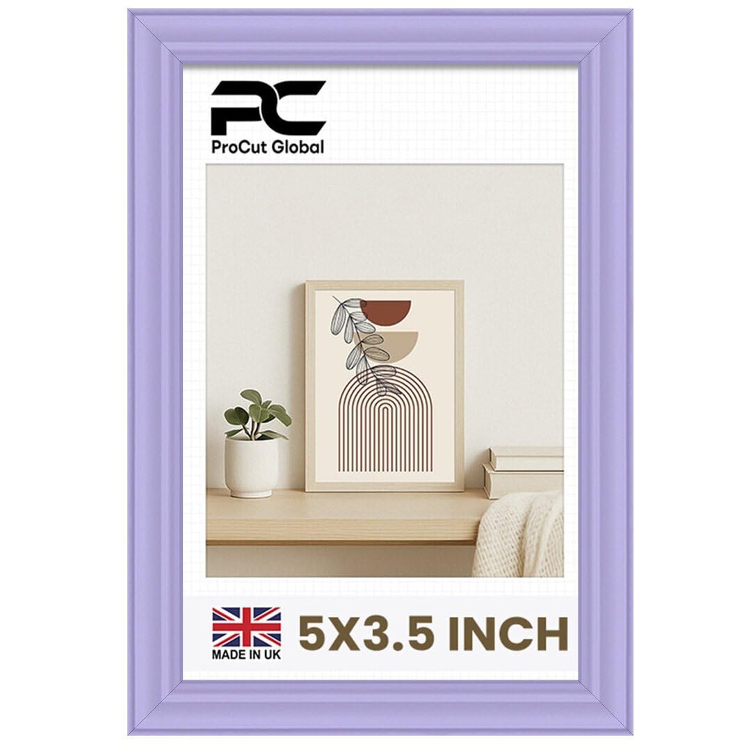 Procut Global 5X3.5 Purple Picture Frames - Classic Wooden Photo Frame with Shatterproof Perspex for Wall or Tabletop - Perfect for Posters, Certificates & Prints - Sizes & Colors Available