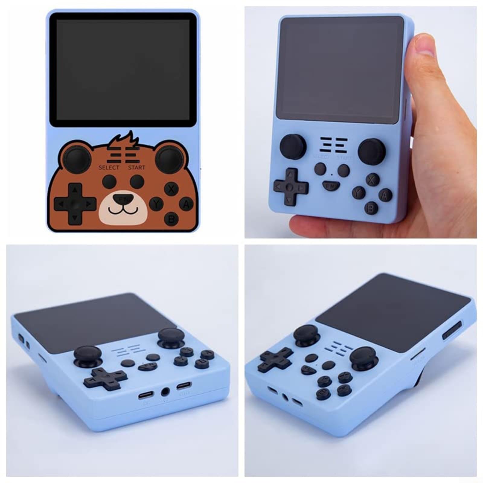 per Powkiddy RGB20S console di gioco portatile retrò, display IPS da 3,5 pollici, memoria da 64 GB con 15000 giochi precaricati, ArkOS, batteria da 3500 mAh, gioco portatile, nero (16 GB +