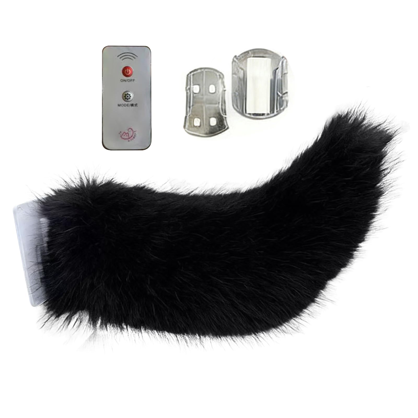 Black Remote Control Electric Car Tail – Cute Fuzzy Wagging Tail For Car Exterior Decoration, Wireless Moving Fluffy Tail With Led Light, Funny Gift For Car Lovers