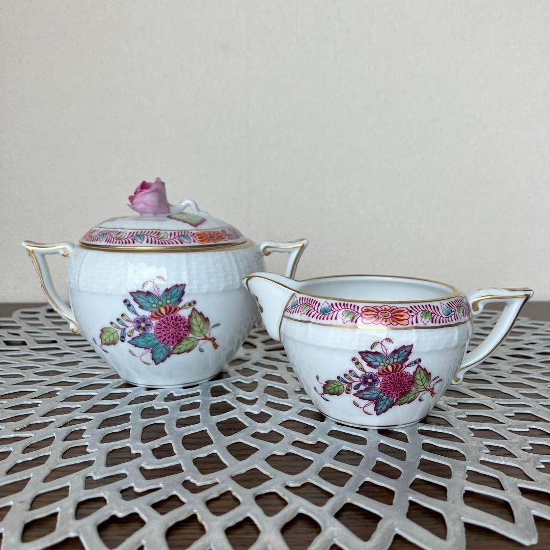 ヘレンド アポニーフラワー シュガーポット＆クリーマー 薔薇