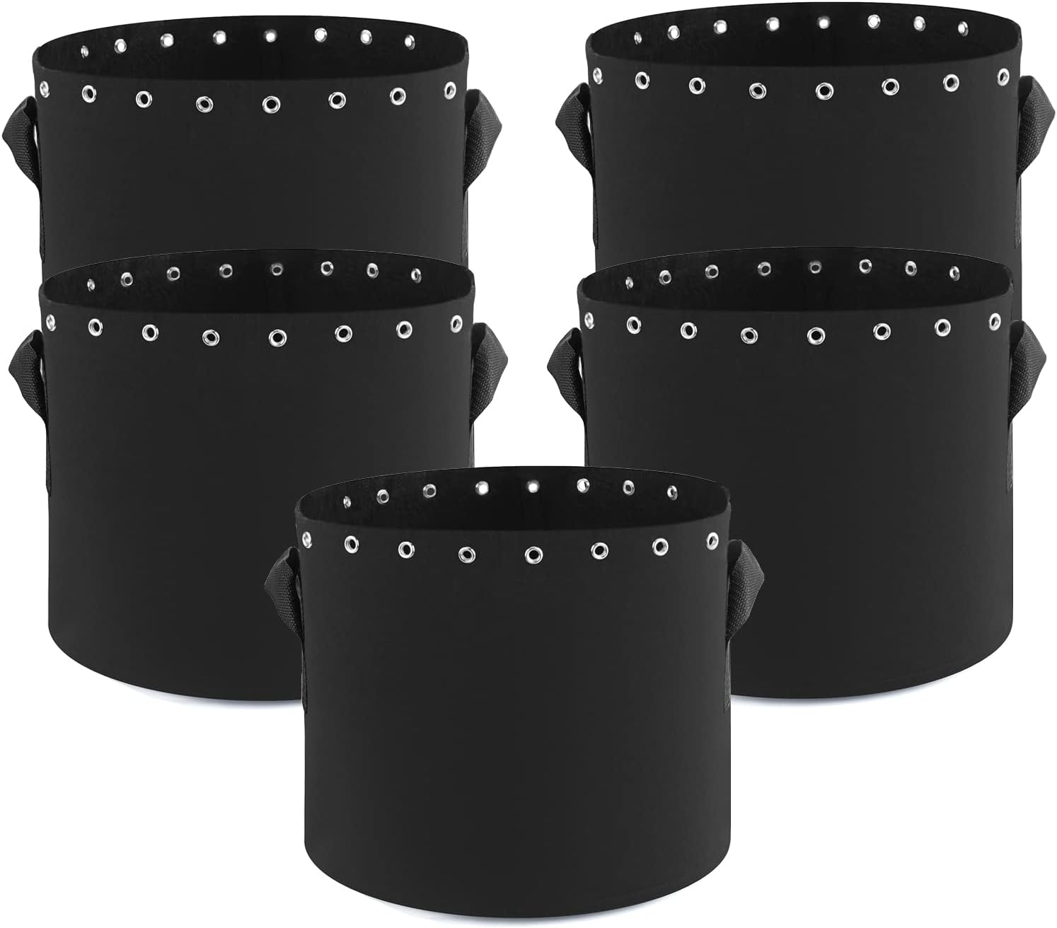 Molgoc 5 Gallon Plant Grow Bags 5-Packs with Holes,Thichkened Non-Woven Aeration Fabric Pots with Handles - Reinforced Weight Capacity