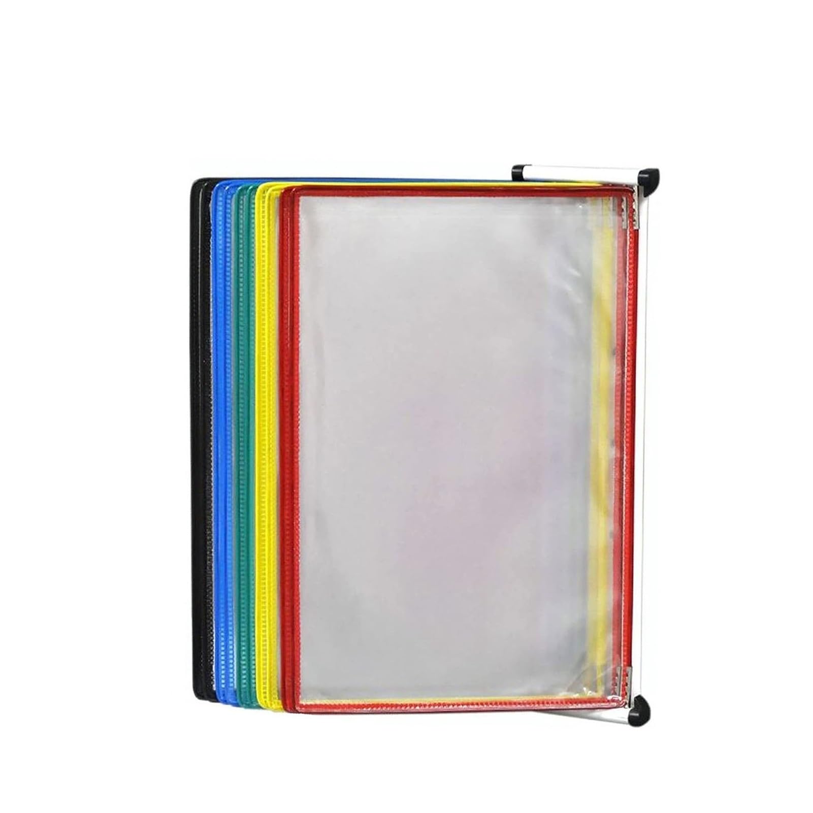 JOUFNING Wall Mount Reference Organizer - PVC and Metal Desktop Flip Display Folder, Catalog Display Rack with 10 Display Pockets File Organizer for Desk