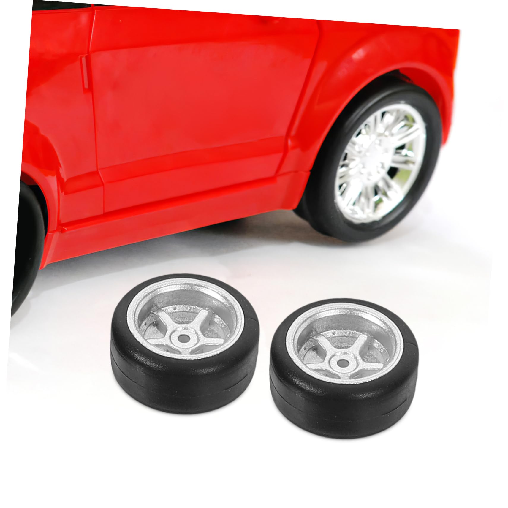 BCOATH 2 Sets Car Wheel Tire 1/64 Scale Replacement Tire Wheel for Toy Vehicle Models Teen Toys