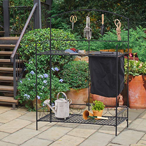 image for Outsunny Outdoor Plant Potting Utility Garden Table with Build-in Bag 
