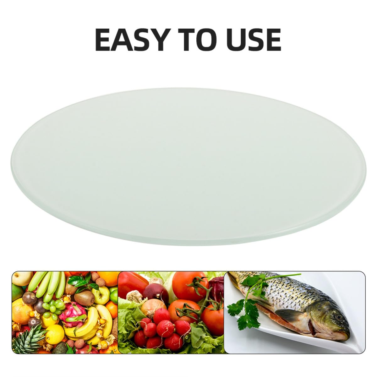 Toyvian Planche à Découper Ronde en Verre Trempé 30 CM Revêtement Antidérapant Surface Lisse Facile à Nettoyer Planche Multifonction Cuisine Découpe Légumes et Préparation Aliments