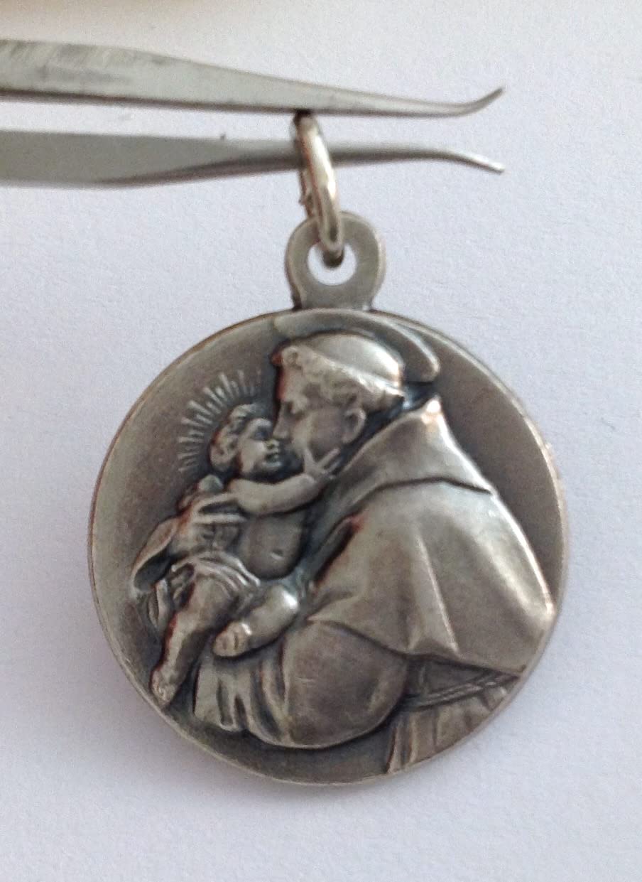 I G J MÉDAILLE DE SAINT ANTOINE DE PADOUE ET L'ENFANT JÉSUS AVEC CHAÎNE - LES MÉDAILLES DES SAINTS PATRONS