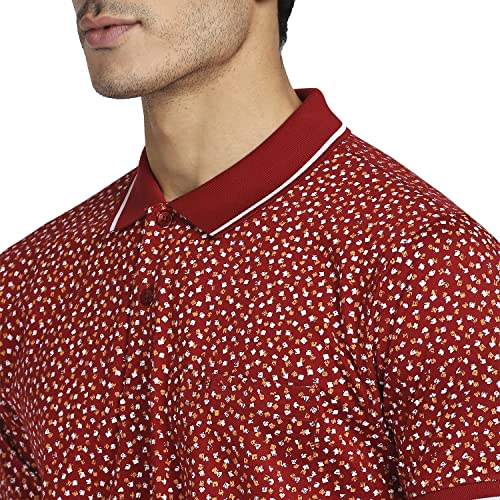 Image of Colorplus Men's Pure Cotton Print Pattern Classic Fit Polo Neck Half Sleeve Casual T-Shirt