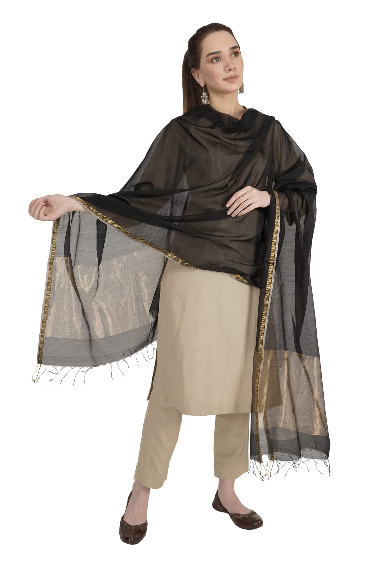 rhe-ana Women's Striped Silk Cotton Dupatta for women | Stoles for Girls Stylish Latest | Shawl And Stall For Ladies-picture-28