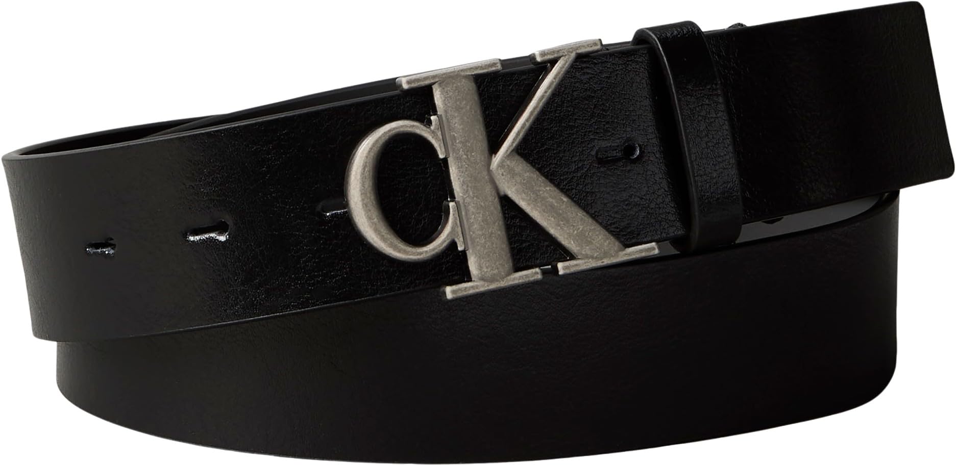 Calvin Klein Men's Monogram Buckle 3.5 cm Belt, Black (Black/Antique Silver), 41.3 inches