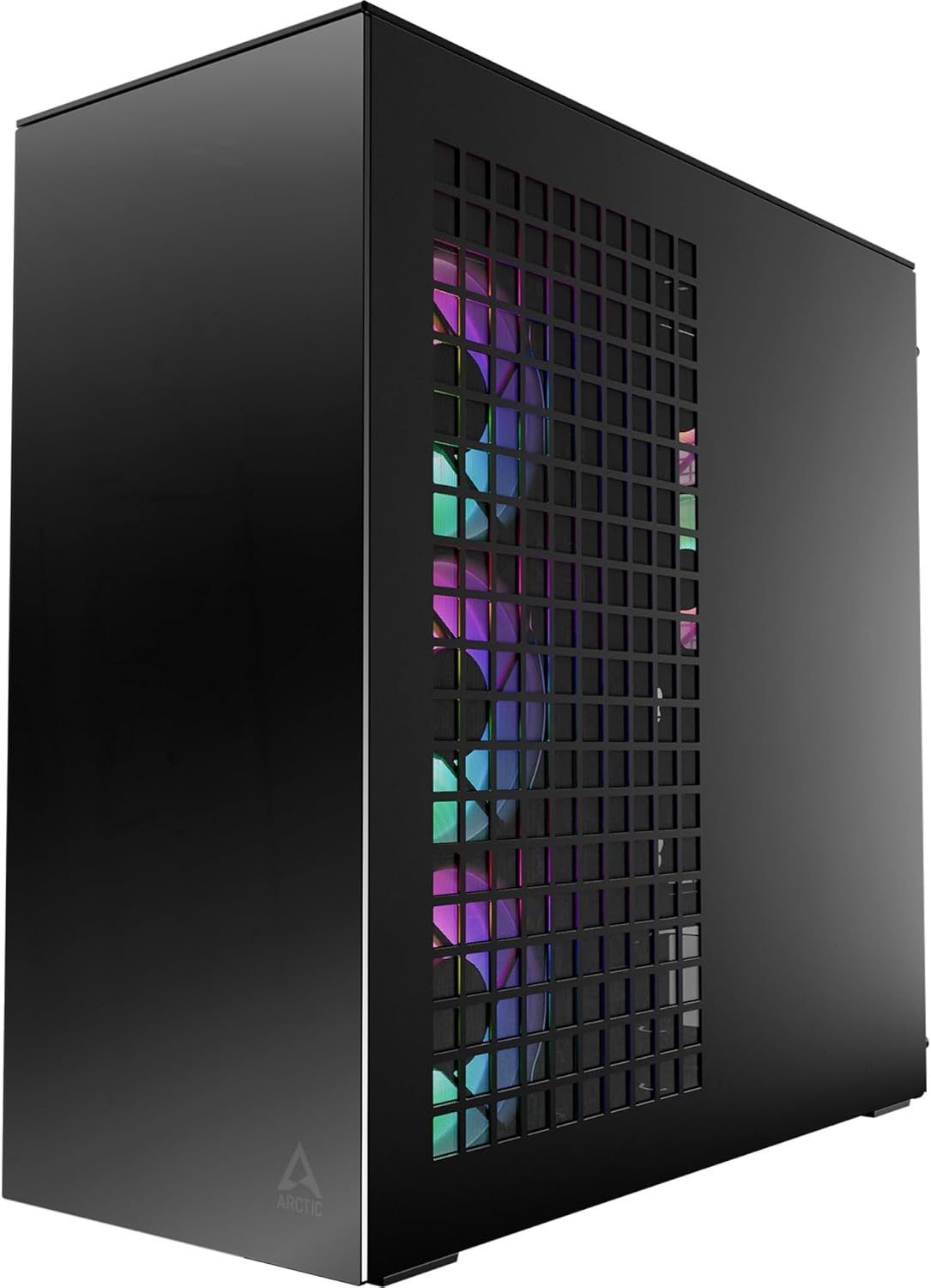 ARCTIC Xtender (Mirror Black) - PC Case, Mirrored Glass, 2 x 420 mm Radiator Support, Full Tower, Big Tower, E-ATX, 5X A-RGB Fans pre-Mounted - Black
