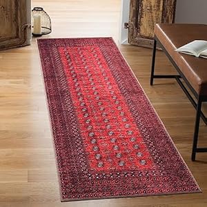 Keen Home Design 2×10 Rug – Machine Washable Runner Rug with Non-Slip Backing, Ideal for Hallway, Entryway, Kitchen, Laundry Room – Vintage, Easy Clean, Durable, Low Pile Rug – (2’6″ x 10′)