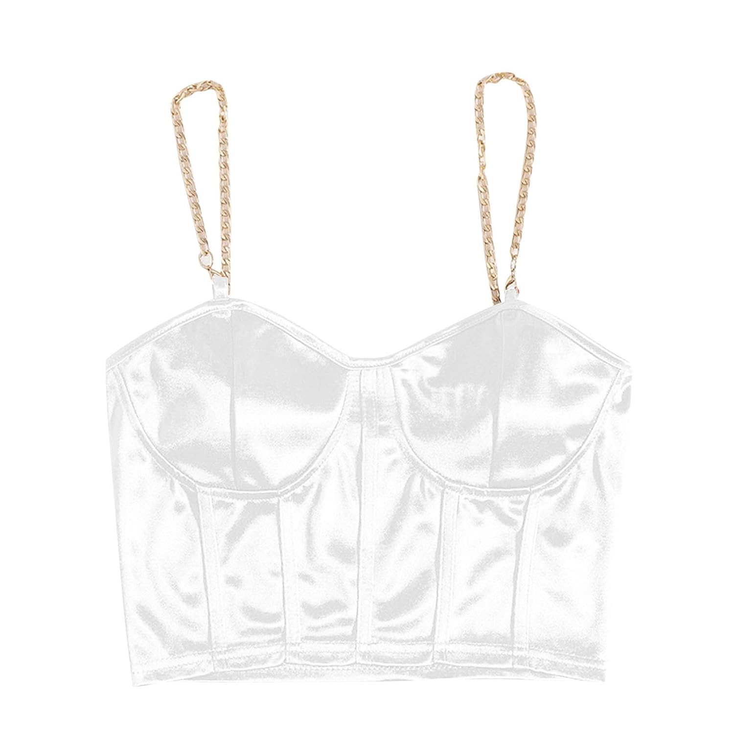 LMSXCT Womens Corset Crop Top Sexy Push Up Bustier Backless Metal Chain Strap Tank Vest Top Y2k Streetwear
