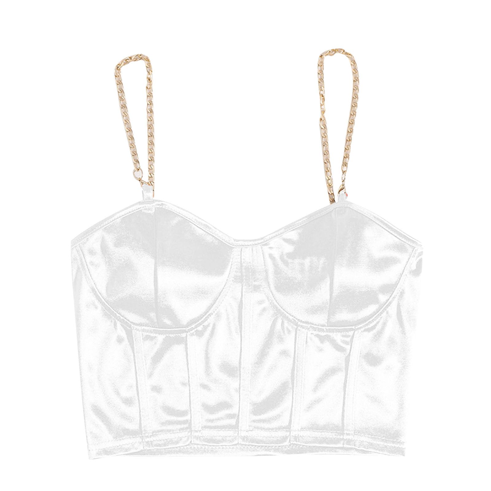 LMSXCT Womens Corset Crop Top Sexy Push Up Bustier Backless Metal Chain Strap Tank Vest Top Y2k Streetwear