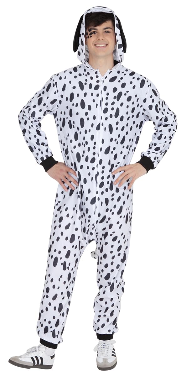 Rubies Disfraz Dálmata para adulto, hombre y mujer, Jumpsuit con capucha y cola, Trajes disfraces para Carnaval, Despedidas de soltero, Cosplay y fiestas