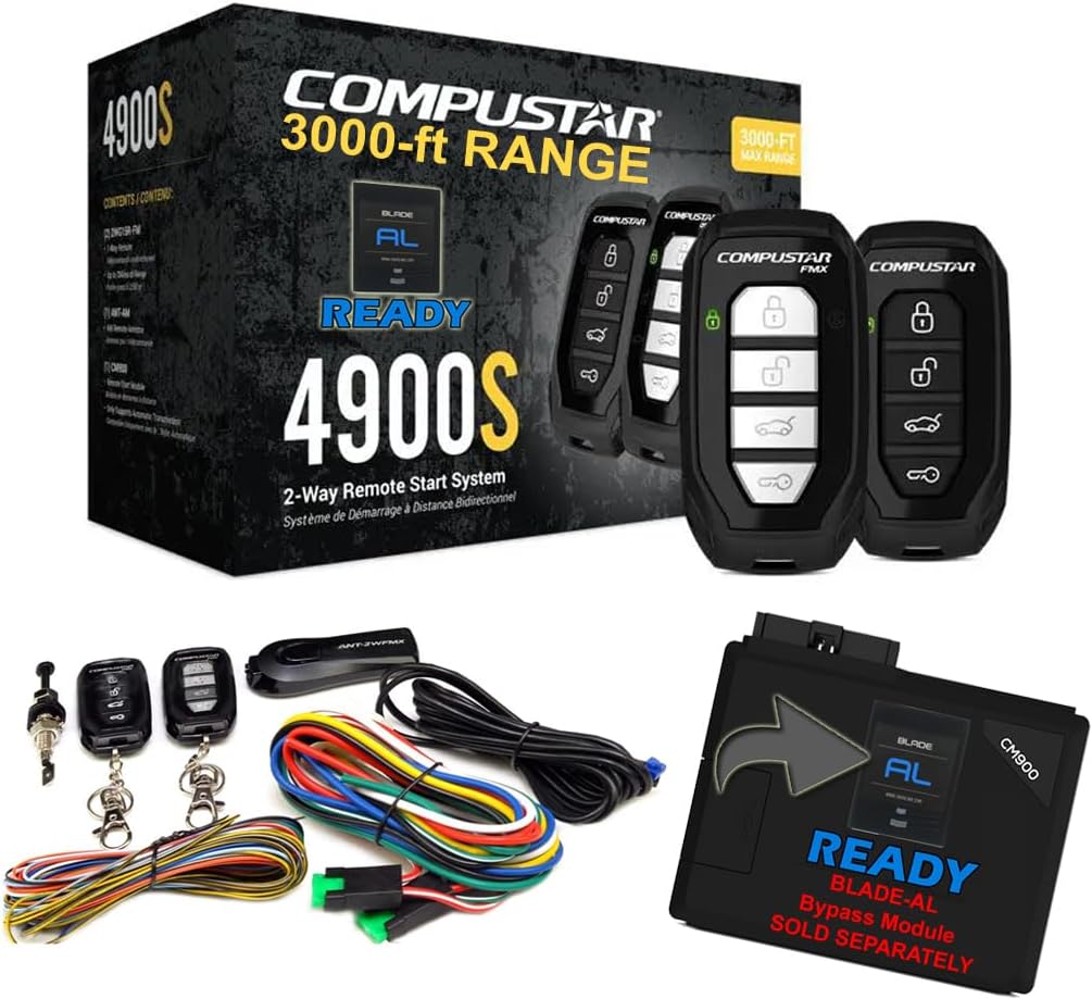 CS4900-S (4900S) 2-Way Remote Start and Keyless Entry System with 3000-ft Range