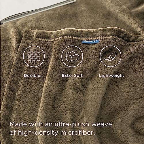 Bedsure Fleece Blanket Throw Size Taupe Lightweight Super Soft Cozy Beige Bed Blanket #TOP2