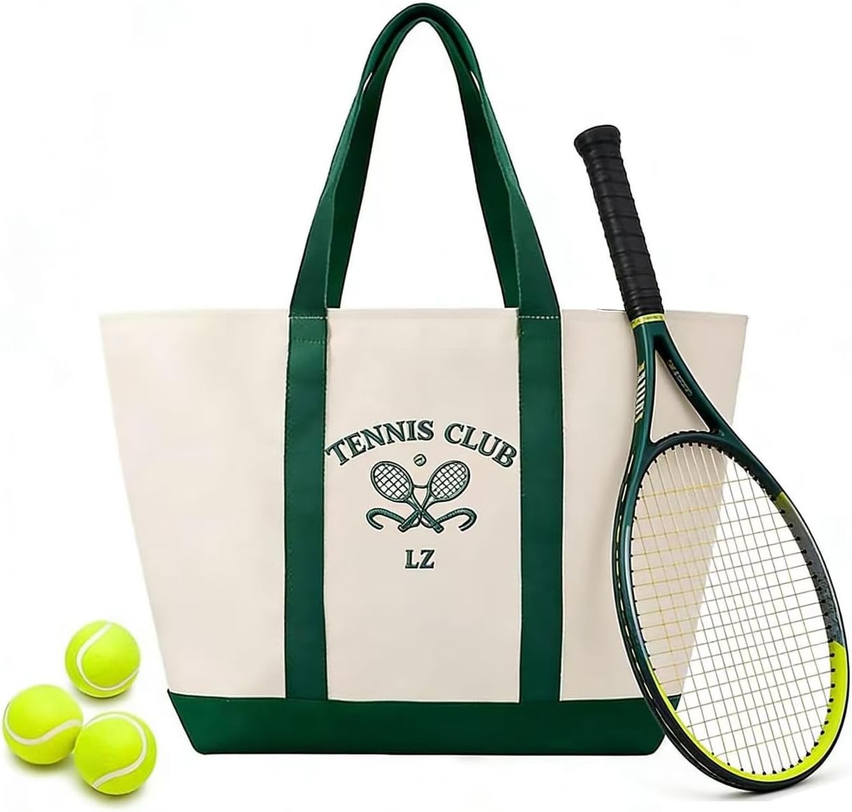 LZ Tennis tote bag, Embroidered canvas racket bag, Stylish, Casual, and suitable for tennis clubs and gyms.