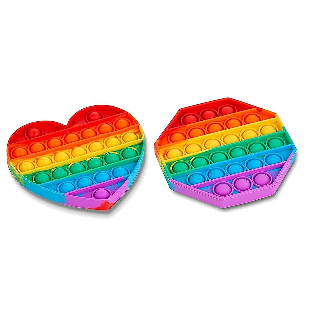 Pop It Fidget Toys,Push Pop Bubble Fidget Sensory Toy,Autism Special Needs Silicone Stress Relief Toy,Great Fidget Toy Sensory Toys Novelty Gifts for Girls Boys Kids Adults (Heart,Hexagonal)