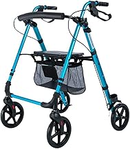 Andadores de rodas para idosos Andador de rodas ajustável de alumínio leve com assento para idosos Estabilizador de caminhada com quatro rodas (azul) Decoration