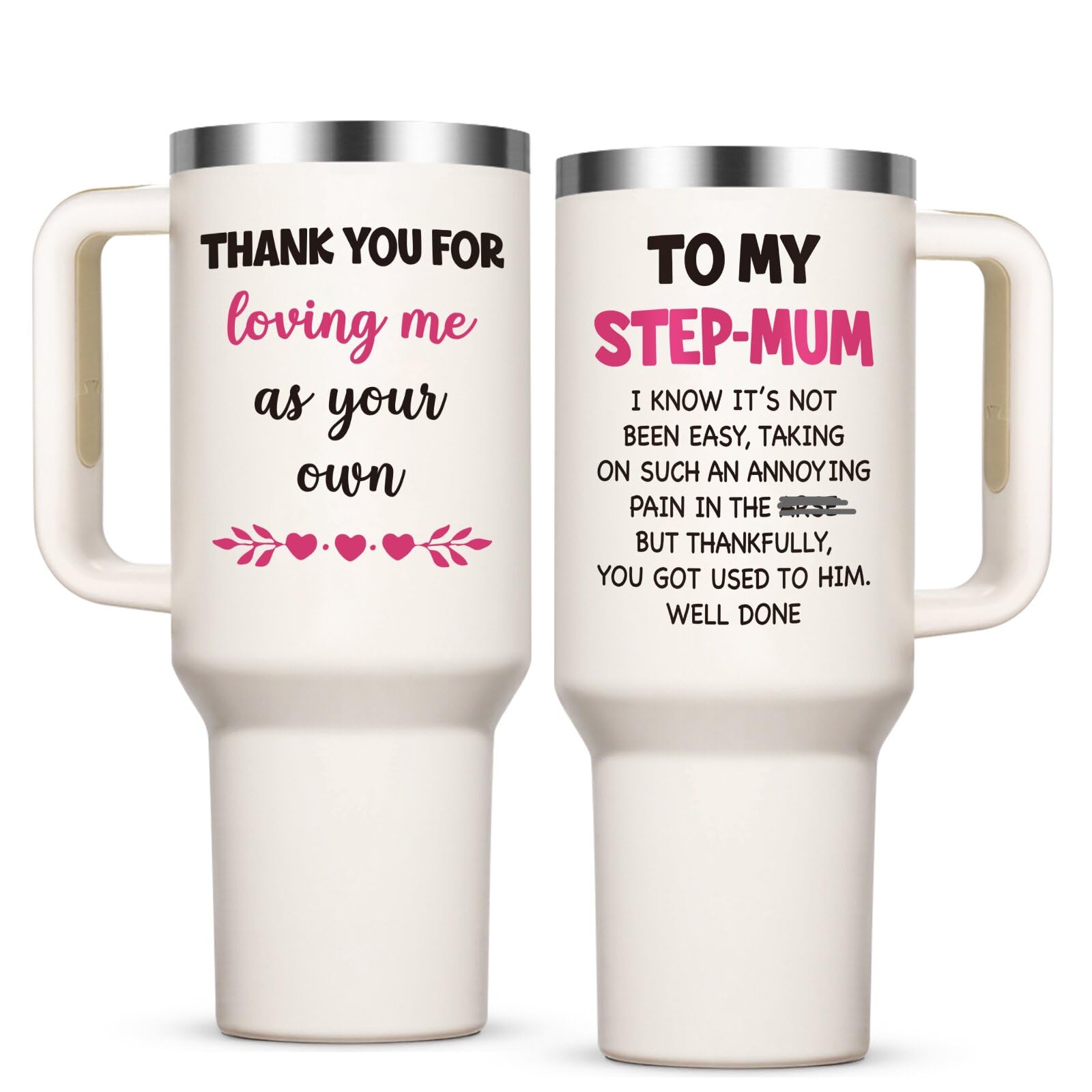 Livole Step Mum Gifts, Mothers Day Christmas Presents for Step Mums Mug, Thank You Bonus Mum Gifts, 1182ml Travel Mug, 40oz Stainless Steel Tumbler
