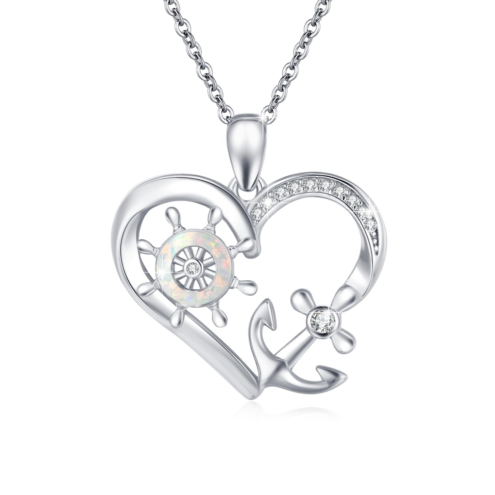 Ciondolo Ancora in argento con fune in argento rose