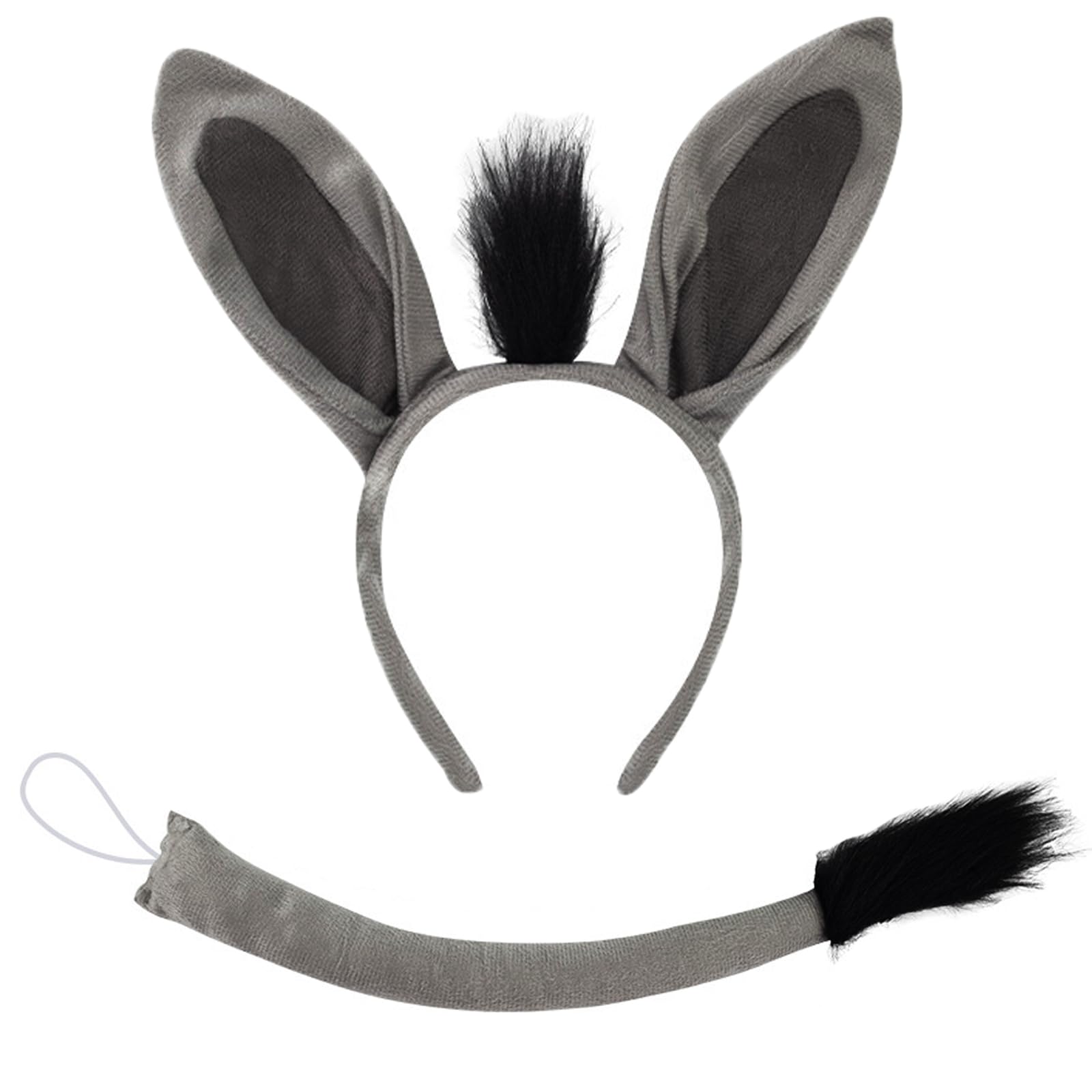 ATSNOSH 2 Pcs Donkey Ears Headband and Tail Set