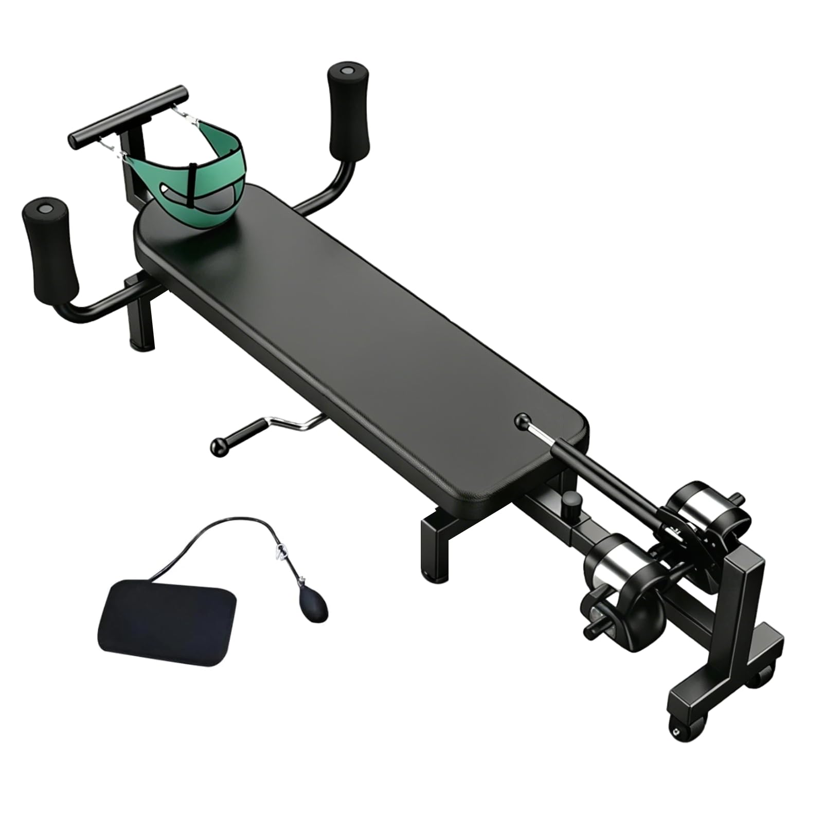 Tasofac Back Stretch Traction Table, Back Stretcher Bench with Cervical Traction, 9-Level Adjustable Length from 140 to 190cm, Spinal Decompression Bench for Back Pain Relief