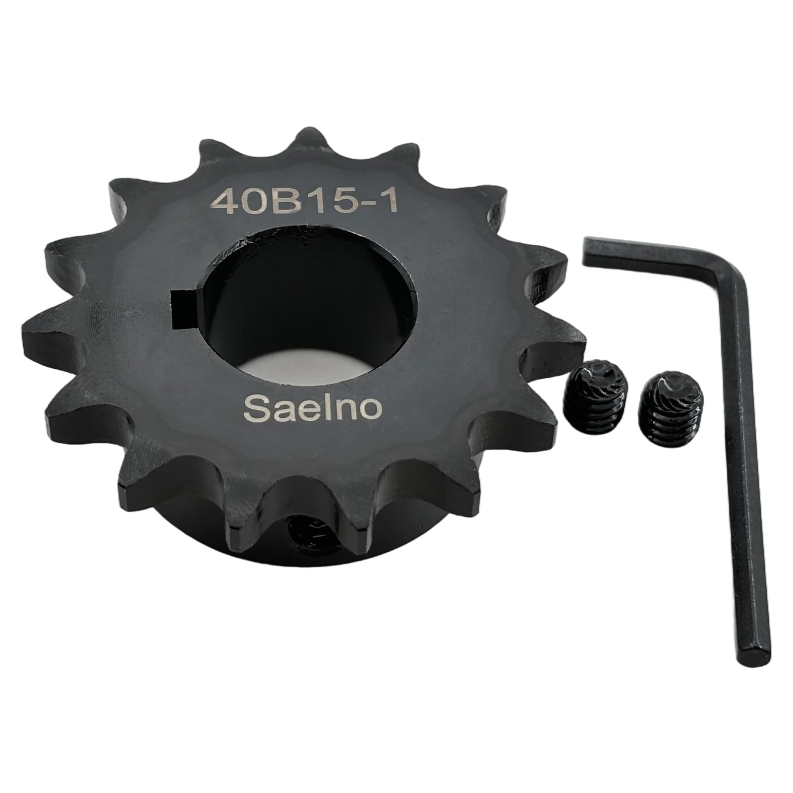 Saelno #40 Roller Chain Sprocket Type B 1 inch Bore 15 Tooth, Hardened Antirust 1045 Steel Drive Sprockets 40B15-1