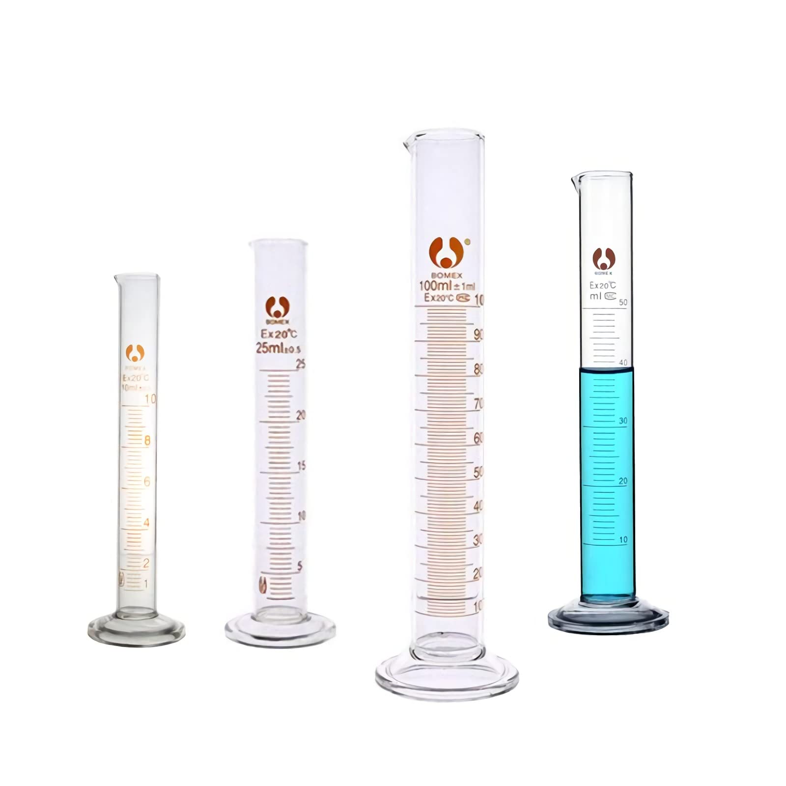 Buy ASHLGQB 4pcs Glass Measuring Cylinder with Scale 10ml,25ml,50ml,100ml Lab Test Tube Flask