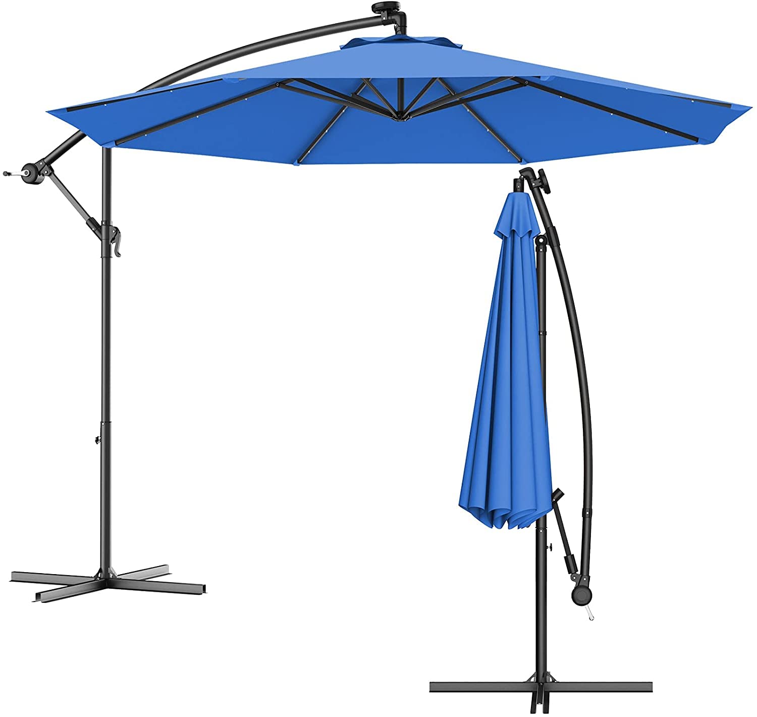 Parasol banane à énergie solaire avec éclairage LED de terrasse - 8