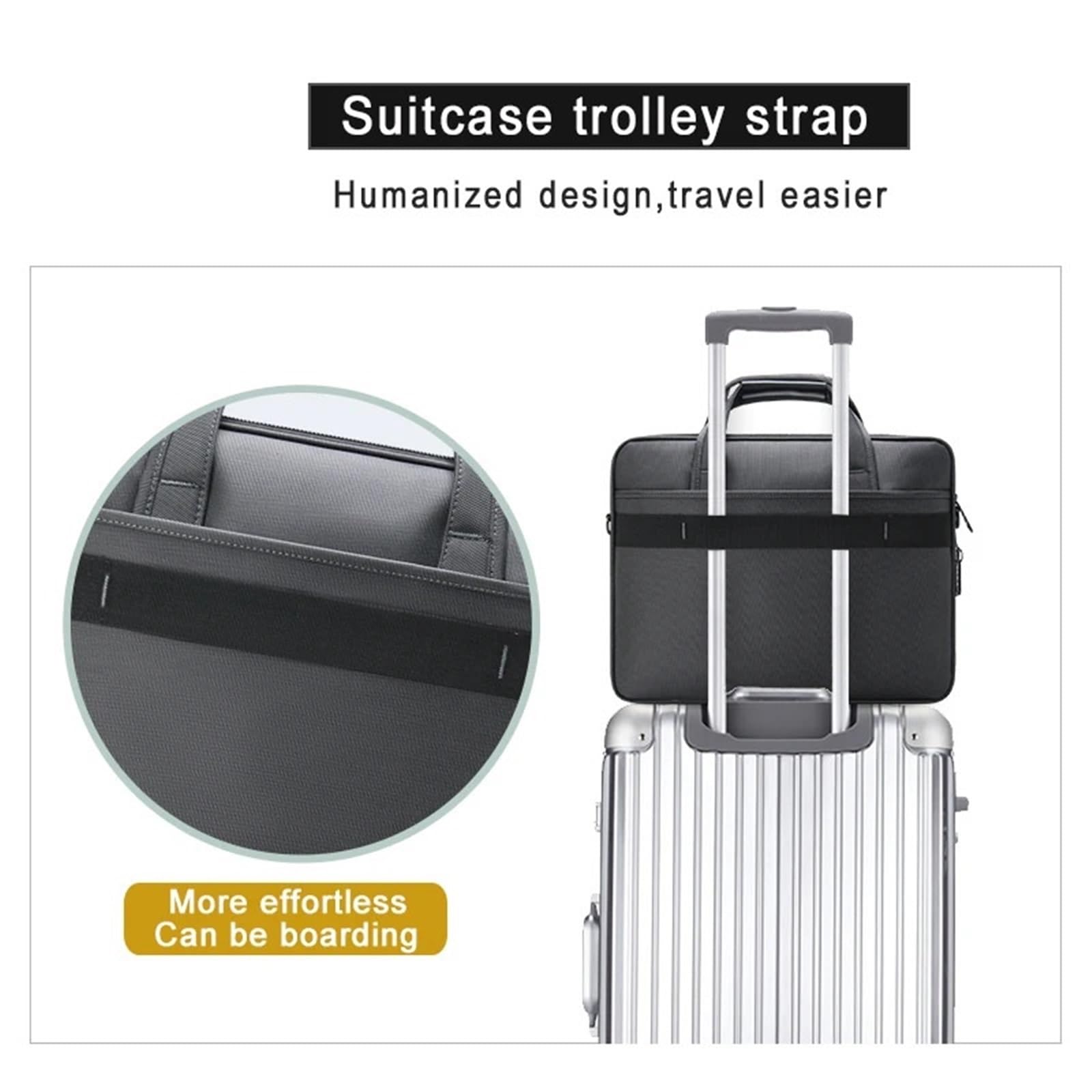 Borsa porta pc Grandi cartelle da uomo in tela, borsa tote, custodia for laptop 15,6 pollici, lavoro impermeabile, a tracolla, messenger Oxford, nero