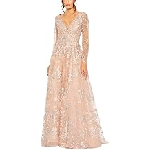 Lace Embellished Wrap A-Line Gown with Illusion Sleeves by Mac Duggal