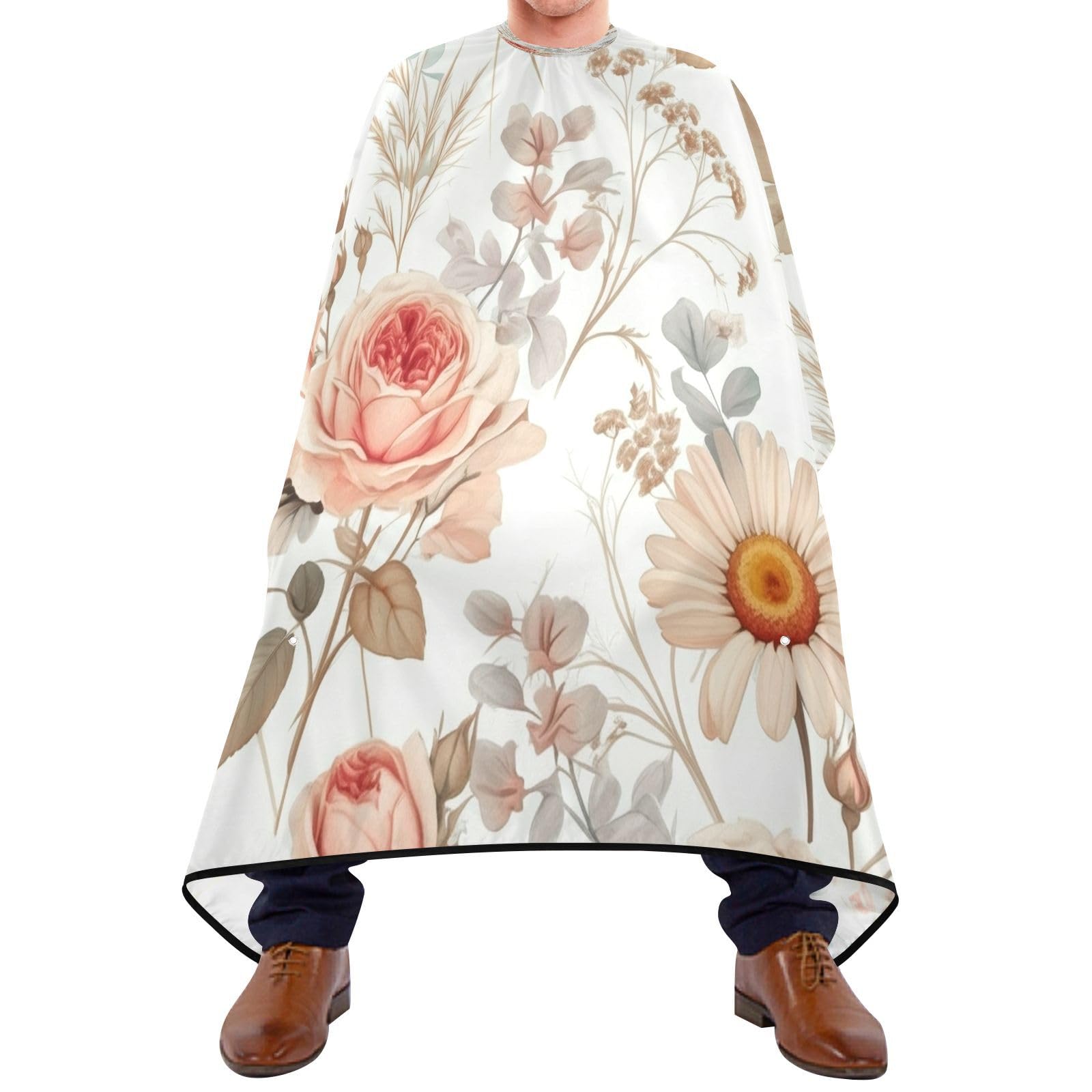 Kigai Daisy Peony Hair Cutting Cape for Men & Women Waterproof Barber Cape Professional Hairdressing Salon Styling Apron with Adjustable Closure Snap