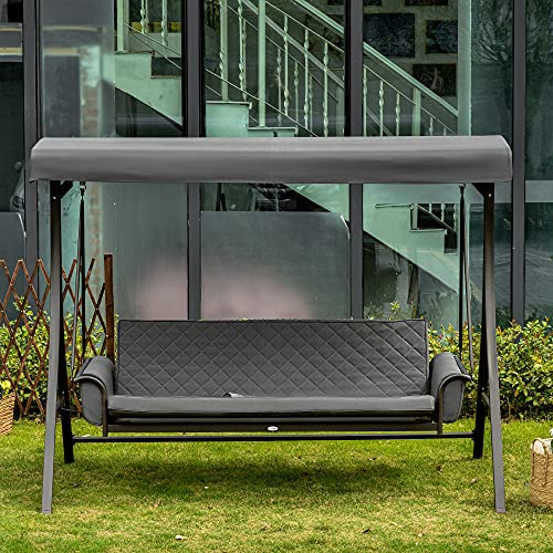 image for Outsunny 3 Person Patio Swing Chair Bench Outdoor Convertible Hammock 