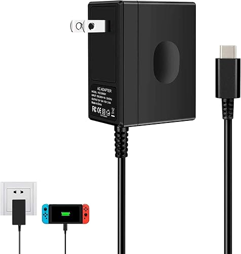 YCCSKY Cargador para Nintendo Switch adaptador de CA para Nintendo Switch cargador de pared de viaje rápido con cable USB tipo C de 5 pies fuente de