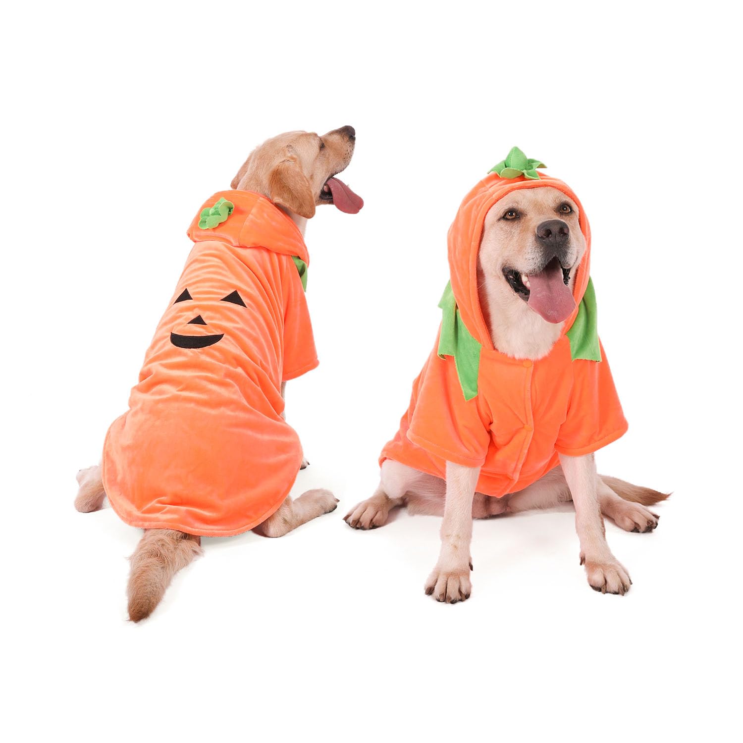 FLAdorepet Costume da zucca per cani di taglia grande, per Halloween e Ringraziamento, vestito per feste, giacca invernale per cani con cappuccio, vestiti divertenti per labrador e bulldog (arancione