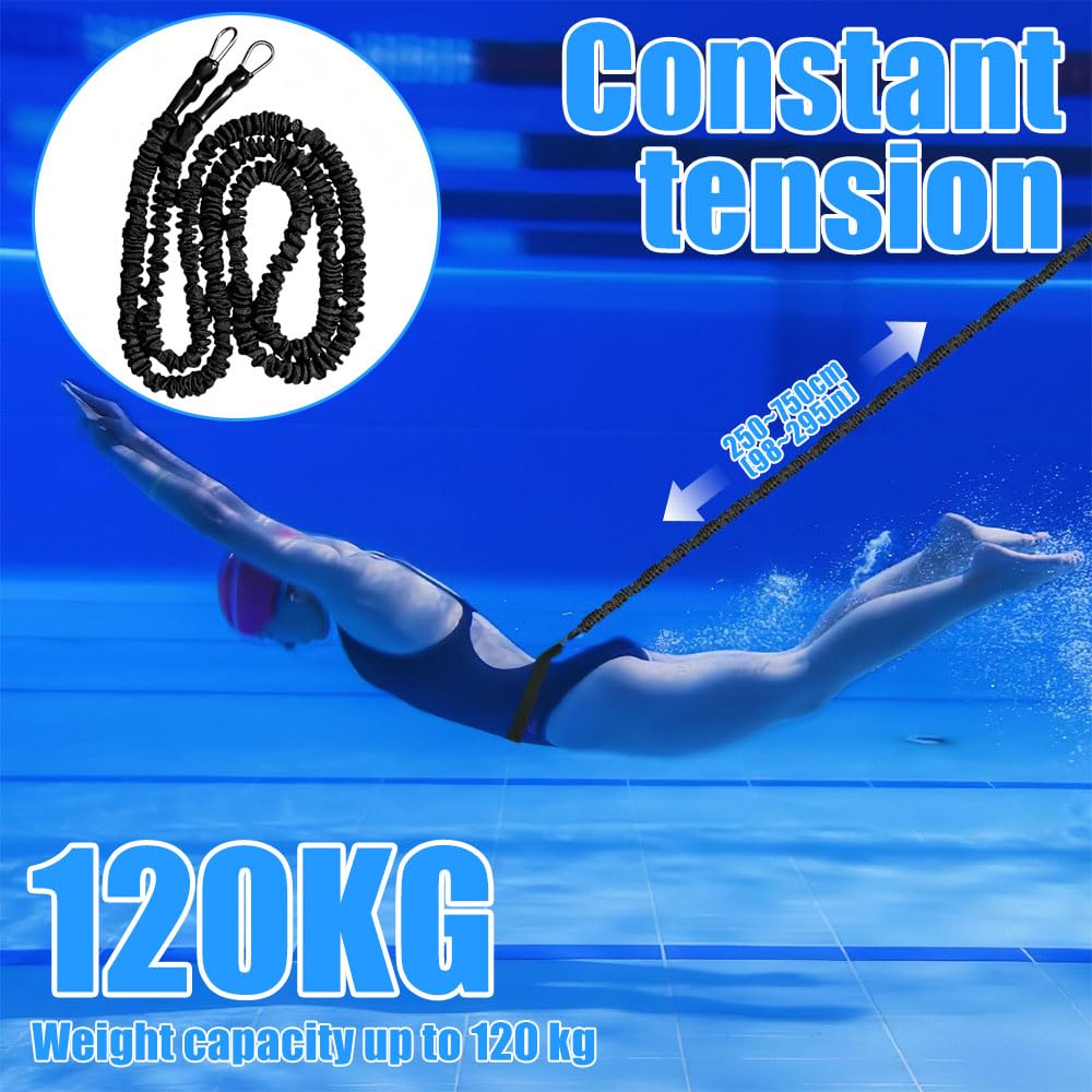 Schwimmgurt für Pool, Einstellbare Schwimmwiderstand Gürtel, Schwimmgurt Pool Erwachsene, Schwimmtrainer Gürtel mit 2.5-7.5M Einstellbare Schwimmseil für Jedes Schwimmbad Ohne Gegenstromanlage